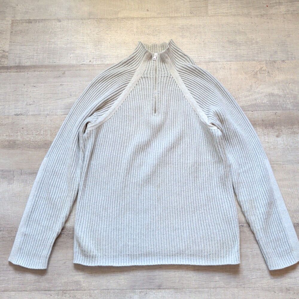 Armani Exchange Men's Gray Ribbed Full Zip Mock Neck Sweater Size XL Cotton